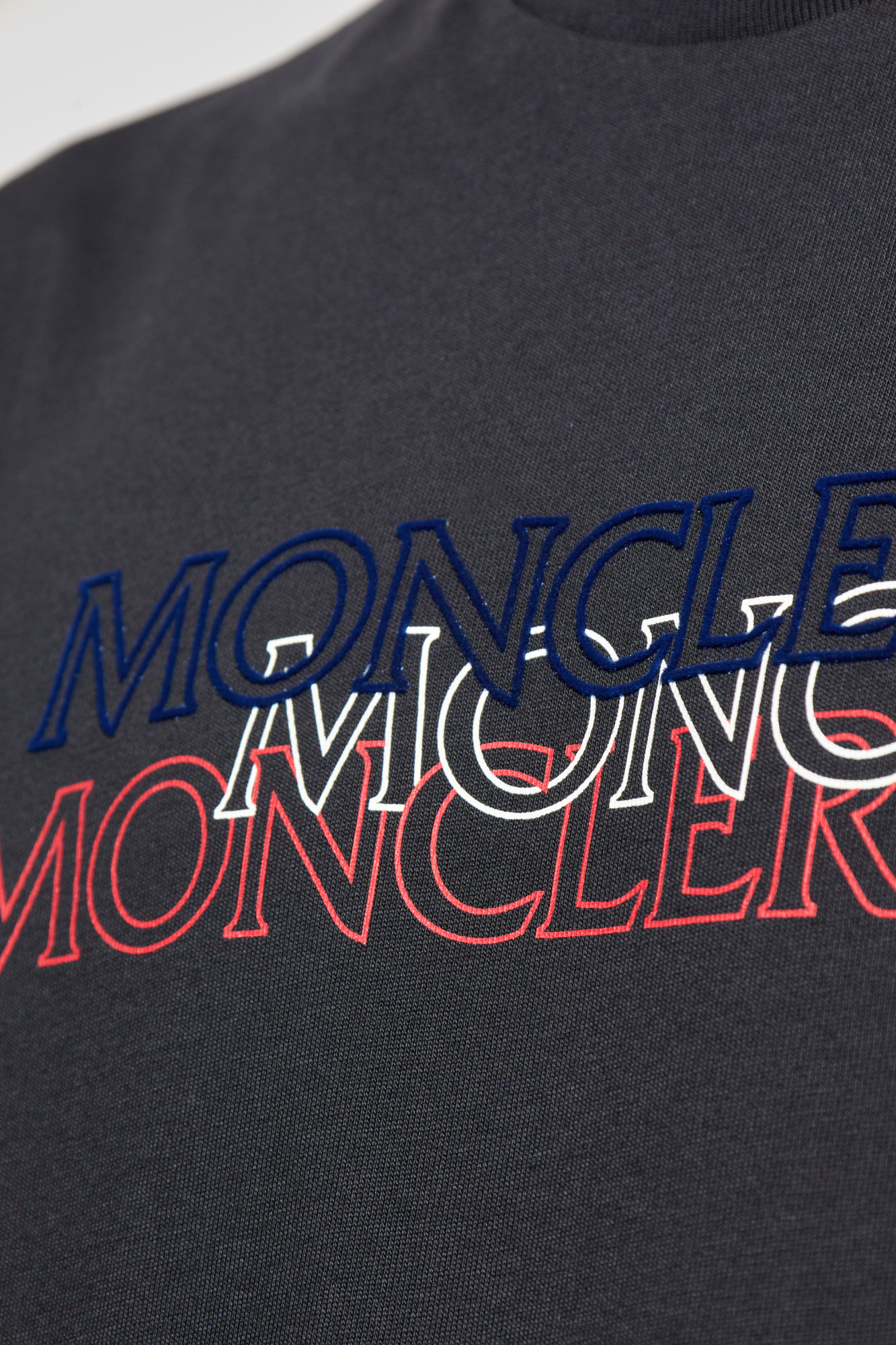 Navy blue T-shirt with printed logo Moncler - Vitkac Italy